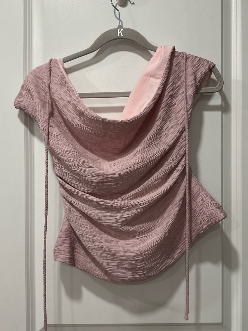 Draped Cowl Neck Women’s Top in Dusty Pink